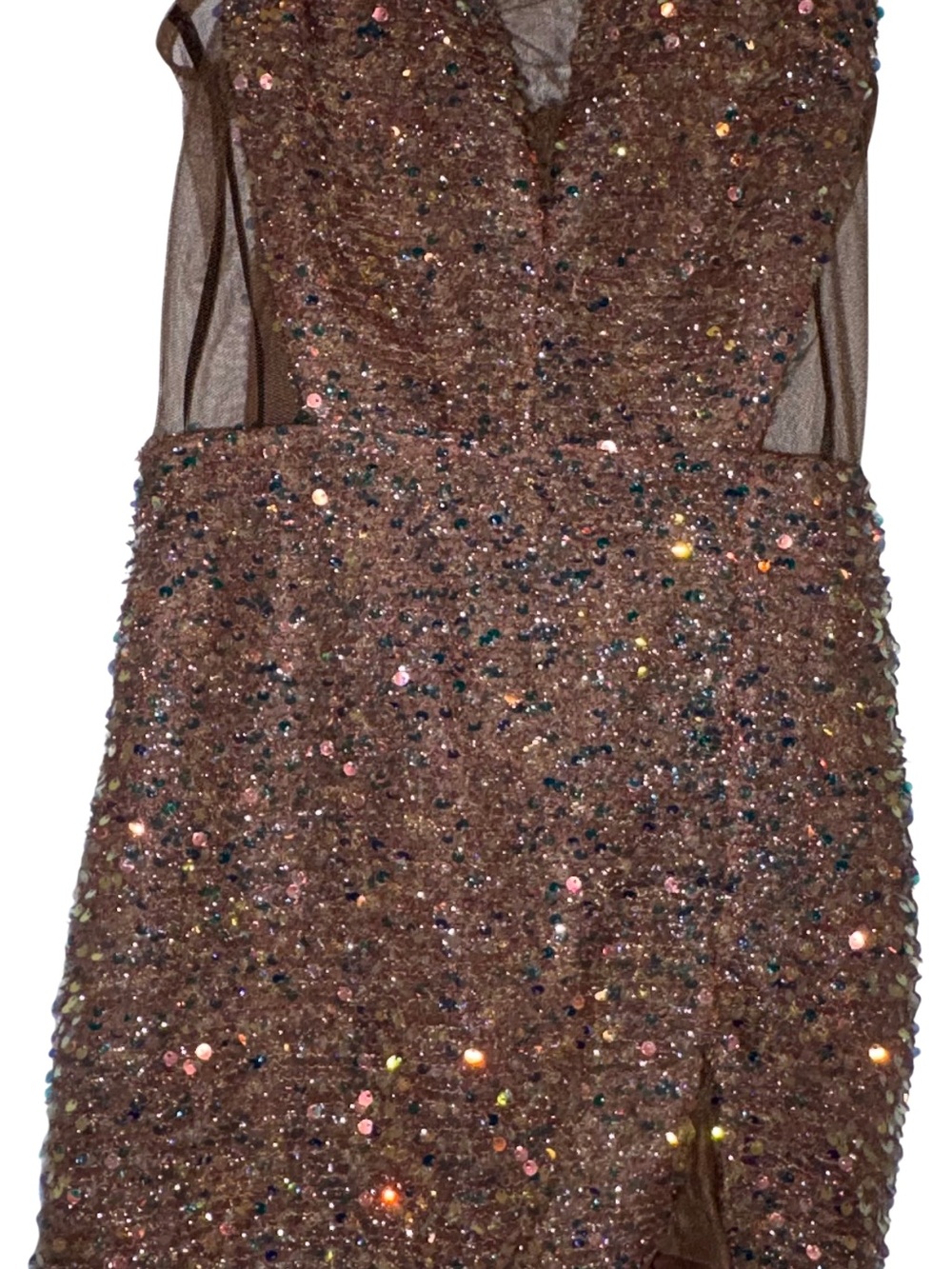 Fashion Nova Rose Gold Sequin Prom Dress
